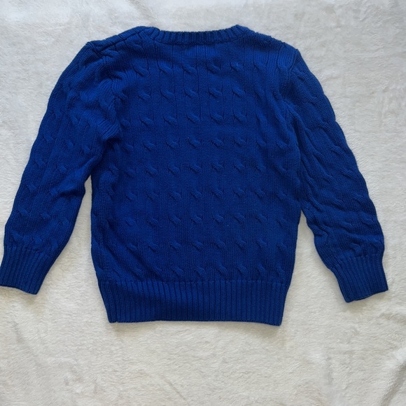 Polo Ralph Lauren Crew Neck Royal Blue Knit Sweater Yellow Logo 4T - Picture 3 of 6